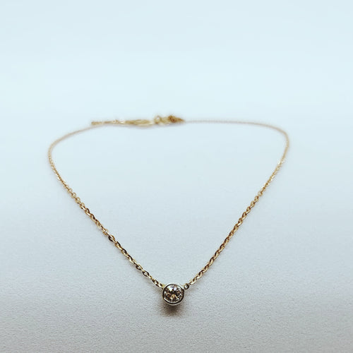 10 Karat Rose & White Gold Necklace with One Bezel Set Round Diamond-necklace-Bijoux Village Fine Jewellers