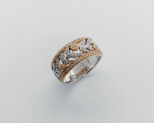 18 Karat White & Rose Gold Diamond Vine Design Ring-rings-Bijoux Village Fine Jewellers