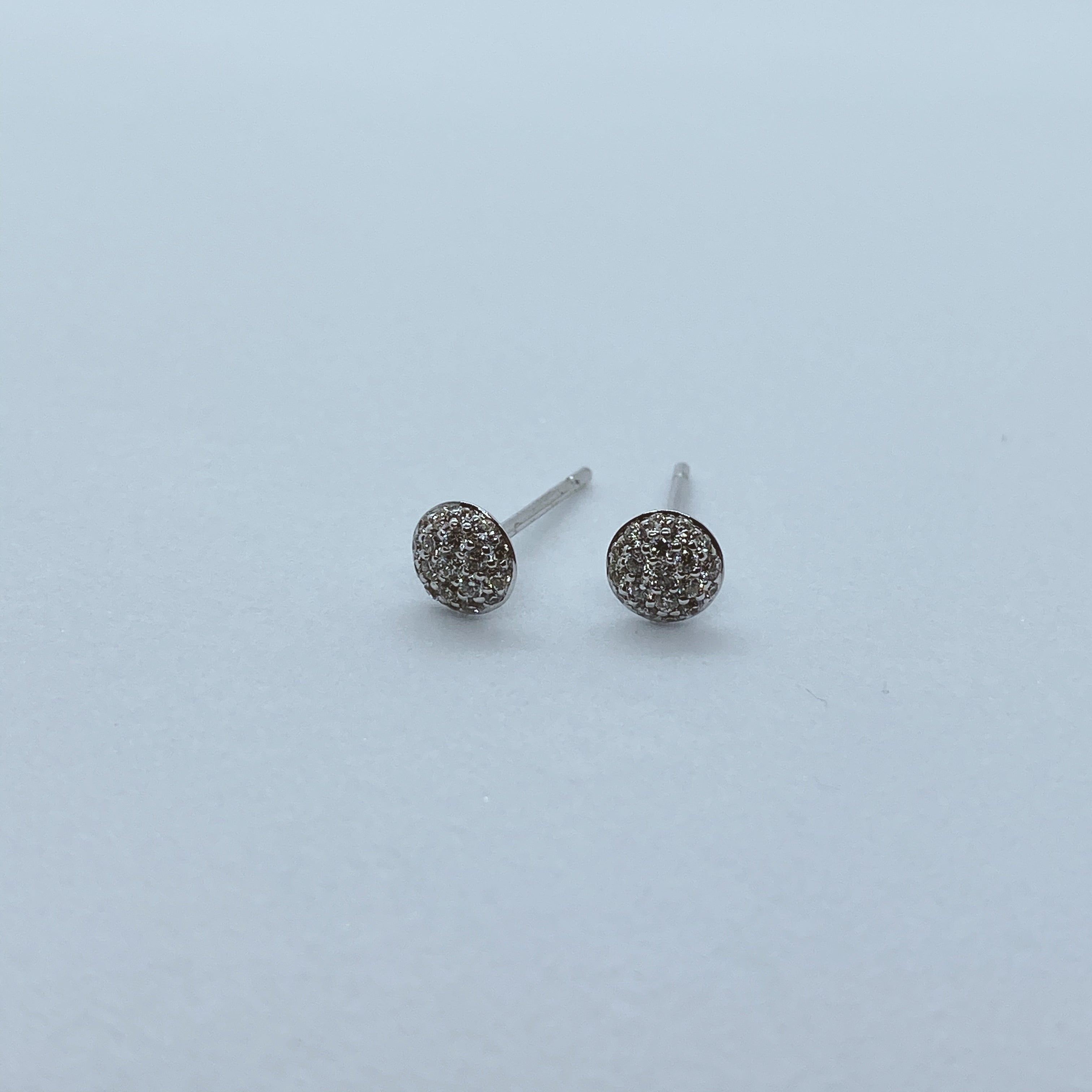 White Gold & Diamond Pave Half Dome Studs-Bijoux Village Fine Jewellers