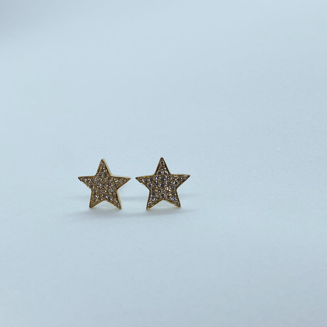 18 Karat Yellow Gold Diamond Star Stud (Pair)-earring-Bijoux Village Fine Jewellers