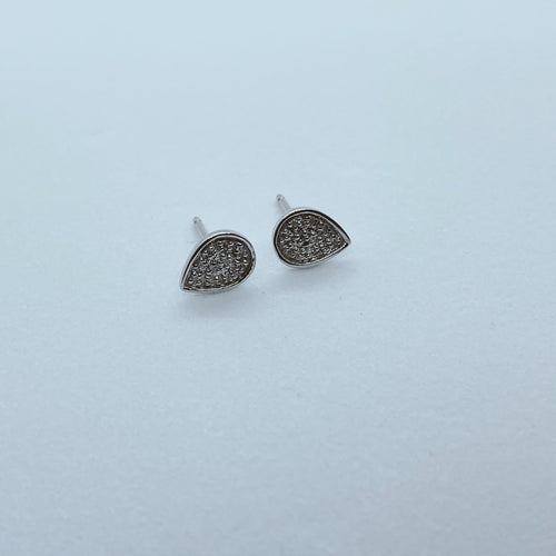 14 Karat White Gold Diamond Pear Stud (Pair)-earring-Bijoux Village Fine Jewellers