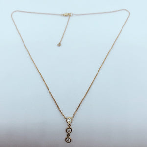 18 Karat Rose Gold Necklace with Three Bezel Set Diamond Drops-necklace-Bijoux Village Fine Jewellers