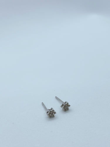 18 Karat White Gold Diamond Cluster Studs (Pair)-earring-Bijoux Village Fine Jewellers
