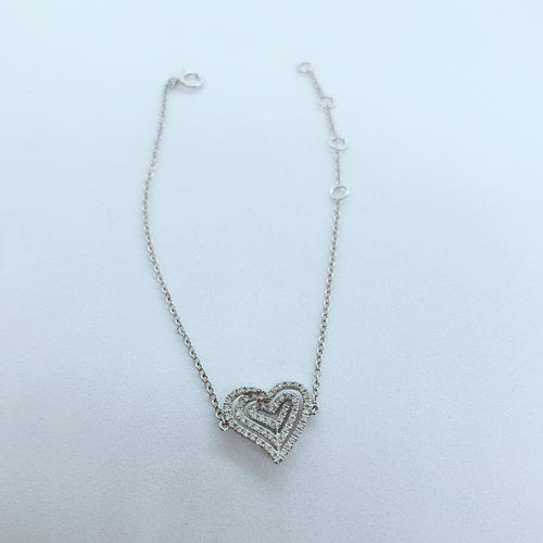 18 Karat White Diamond Heart Bracelet-Bracelet-Bijoux Village Fine Jewellers