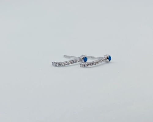 18 Karat White Gold Diamond & Turquoise Stud (Pair)-earring-Bijoux Village Fine Jewellers