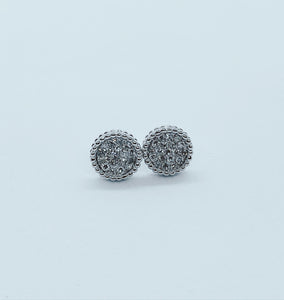 "Bijoux" - 14 Karat White Gold Pave Round Studs-earring-Bijoux Village Fine Jewellers