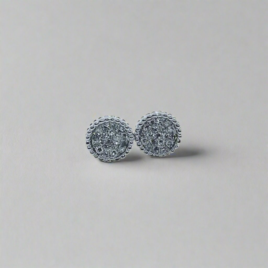 Round Pave Diamond Stud Earrings-earring-Bijoux Village Fine Jewellers