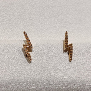 18 Karat Yellow Gold Lightning Bolt Diamond Studs (Pair)-earring-Bijoux Village Fine Jewellers