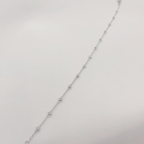 18 Karat White Gold Diamond Station Bracelet 13 Diamonds .38 CTs-Bracelet-Bijoux Village Fine Jewellers