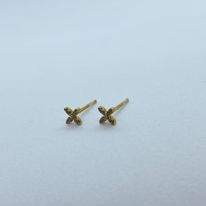 18 Karat Yellow Gold Diamond Clover Stud (Pair)-earring-Bijoux Village Fine Jewellers